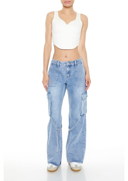 Wide-Leg Utility Kargo Jean Pantolon
