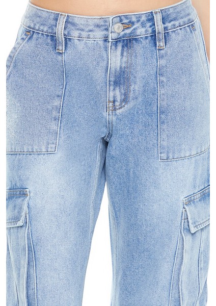 Wide-Leg Utility Kargo Jean Pantolon