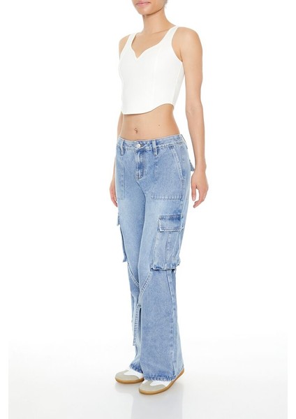 Wide-Leg Utility Kargo Jean Pantolon