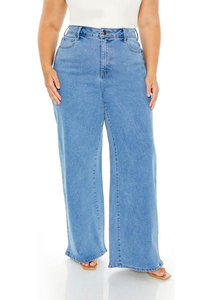 Plus Size Wide-Leg Jean Pantolon