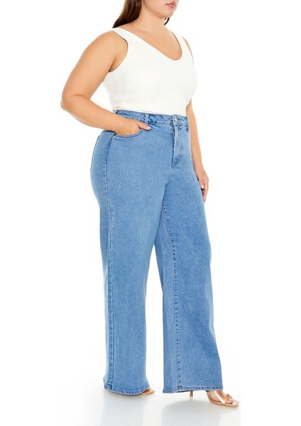 Plus Size Wide-Leg Jean Pantolon