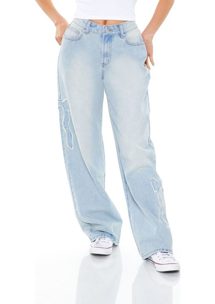 Fiyonk Detaylı Baggy Jean Pantolon