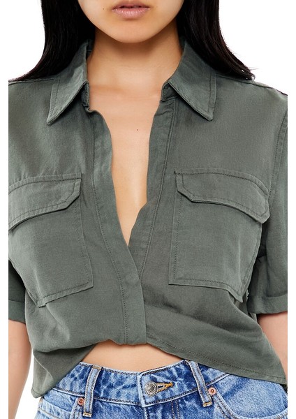 Crop Denim Gömlek