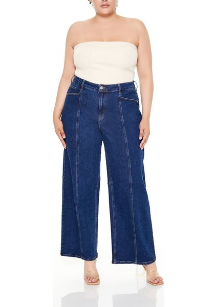 Plus Size Mid-Rise Baggy Jean Pantolon
