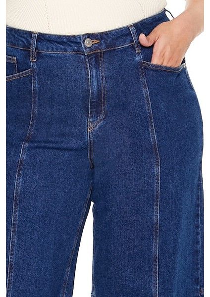 Plus Size Mid-Rise Baggy Jean Pantolon