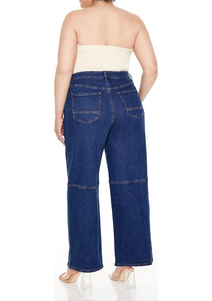 Plus Size Mid-Rise Baggy Jean Pantolon