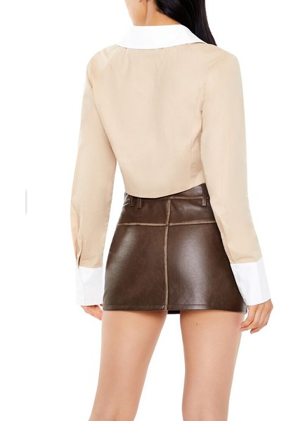 İki Renkli Kavisli Gömlek modelleri