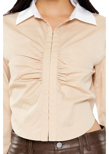 İki Renkli Kavisli Gömlek indirimleri