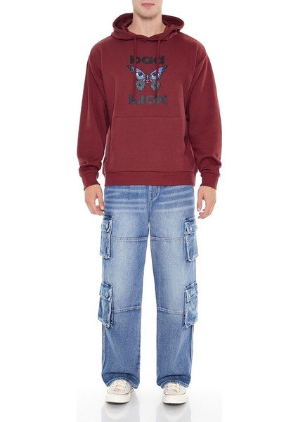 Bad Luck Kelebek Baskılı Sweatshirt