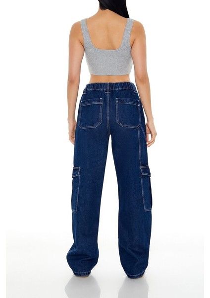 High-Rise Kargo Jean Pantolon