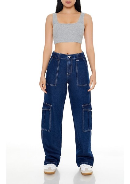 High-Rise Kargo Jean Pantolon