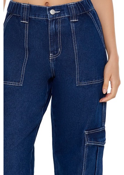 High-Rise Kargo Jean Pantolon