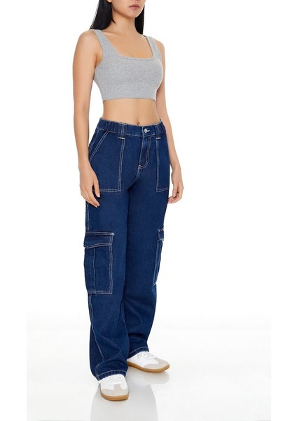 High-Rise Kargo Jean Pantolon