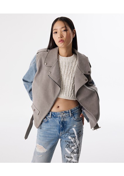 Denim Mıx Kemerli Mont TS1250012024005