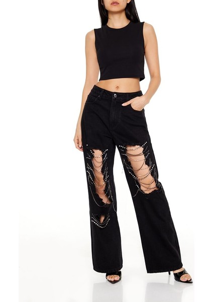 Yırtık Taş Detaylı Jean Pantolon fiyatları