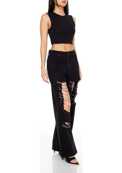 Yırtık Taş Detaylı Jean Pantolon fırsatları