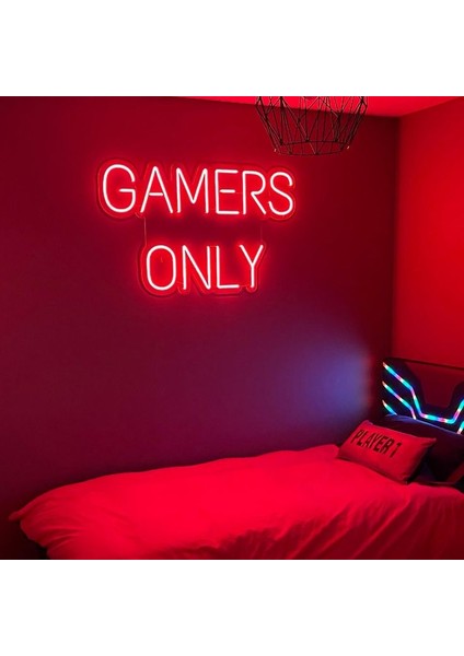 Gamers Only Yazılı Neon LED Işıklı Tablo