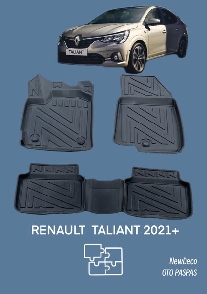 NewDeco Renault Taliant 2021 Sonrasi Için 5,5d Carbon Style Havuzlu Paspas - Tpe Malzeme