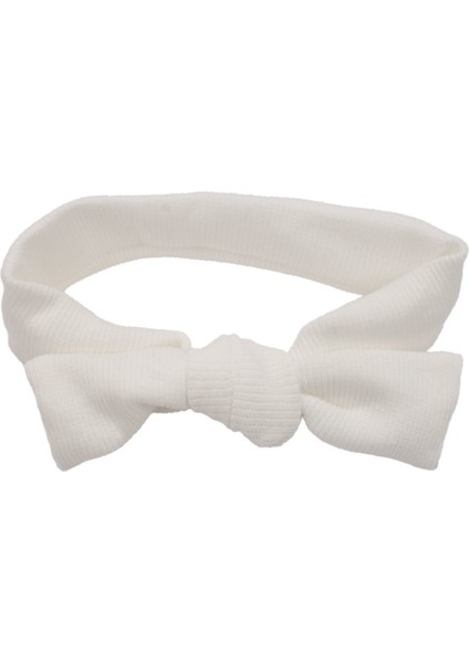 Kız Bebek Beyaz Düğümlü Fitilli Bandana