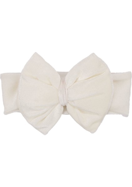 Kız Bebek Beyaz Kurdeleli Kadife Bandana