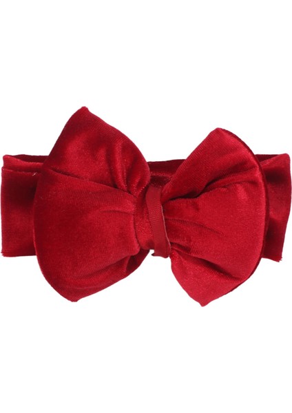 Kız Bebek Kırmızı Kurdeleli Kadife Bandana
