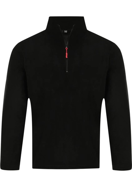 Unisex Tüylenme Yapmayan Rahat Kalıp Dik Yaka Soğuk Geçirmez Yarım Fermuarlı Polar Sweatshirt