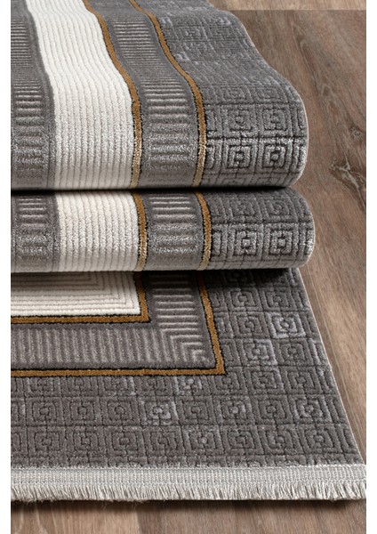 Ahlat Akrilik Modern Yumuşak Dokulu Konforlu Salon Halısı Antrasıt