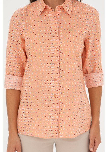 Kadın Somon Gömlek Desenli 50280941-VR047