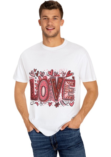 Sevgiliye Arkadaşa Eşe Özel Love Temalı Beyaz Tişört modelleri