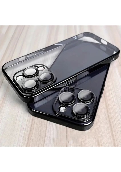 Apple iPhone 16 Pro Max Kılıf Lens ve Hoparlör Toz Korumalı Arkası Şeffaf Kenarı Renkli Silikon Kapak