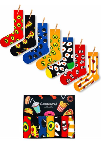 7'li Carnaval Renkli Tasarım Çorap Set 1027
