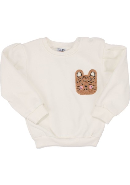 Kız Bebek Beyaz Kahve Kedi Nakışlı Leopar Desenli 3 Ip 2'li Takım fiyatları