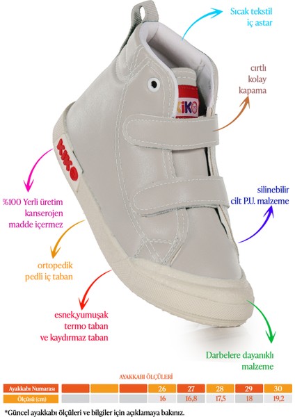 Garf Günlük Cırtlı Erkek Çocuk Bot Ayakkabı Gri fiyatları