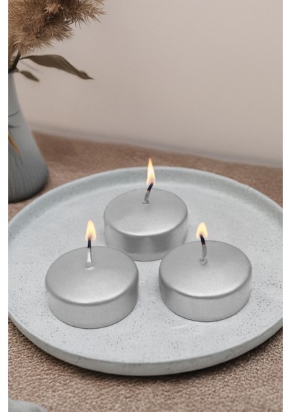 Yüzen Mum 24'lü Silver Gümüş Varaklı Kokusuz