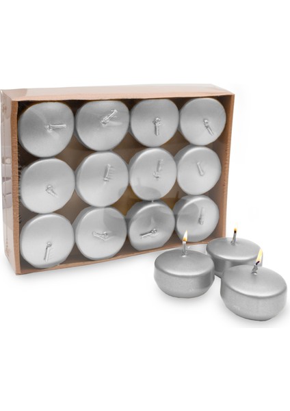 Yüzen Mum 24'lü Silver Gümüş Varaklı Kokusuz fırsatları