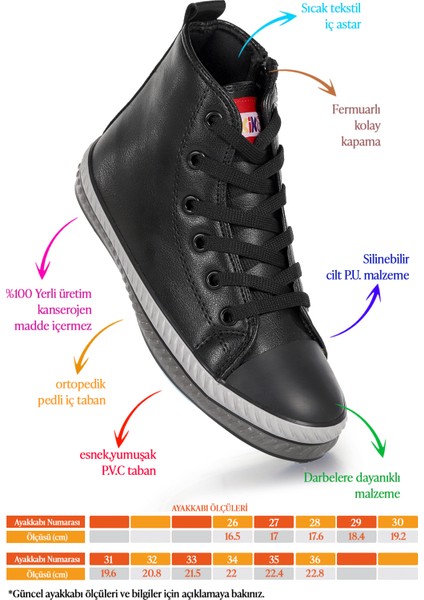 Pant Günlük Bağcıklı Fermuarlı Erkek Çocuk Spor Ayakkabı Siyah fiyatları