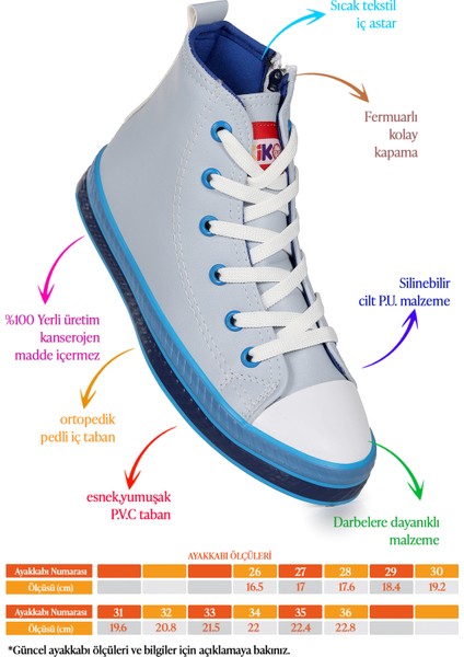 Pant Günlük Bağcıklı Fermuarlı Erkek Çocuk Spor Ayakkabı Mavi fiyatları