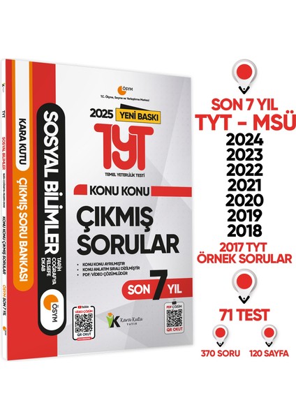 Karakutu Yayınları 2025 YKS – TYT Sosyal Bilimler Karakutu Konu Konu Çıkmış Soru Bankası