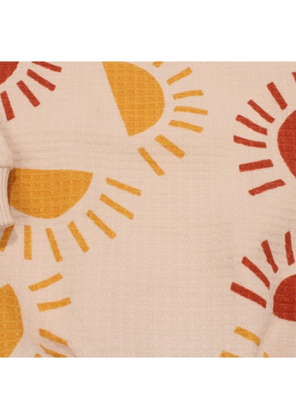 Erkek Bebek Ekru Waffle Kumaş Sarı Turuncu Güneş Desenli 2'li Takım fırsatları