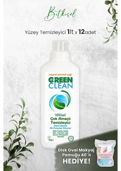 Green Clean Çok Amaçlı Yüzey Temizleyici Portakallı 1 lt x 12 Adet