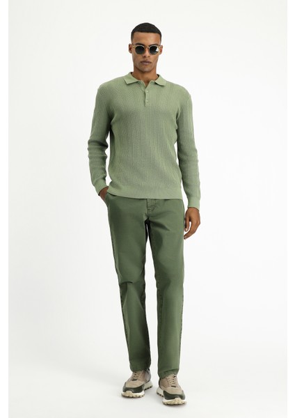 Polo Yaka Slim Fit Dar Kesim Desenli Pamuklu Triko Kazak modelleri