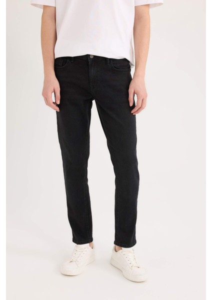 Carlo Skinny Fit Ekstra Dar Kalıp Normal Bel Ekstra Dar Paça Siyah Jean Pantolon S2285AZ24AU