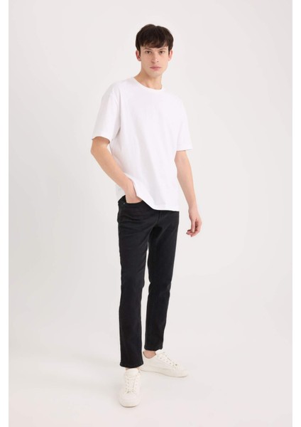 Carlo Skinny Fit Ekstra Dar Kalıp Normal Bel Ekstra Dar Paça Siyah Jean Pantolon S2285AZ24AU