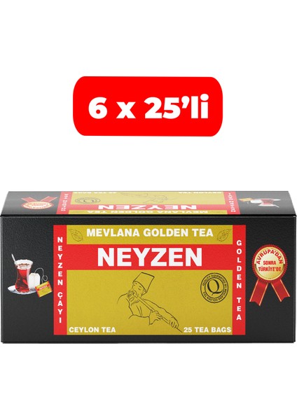 Sallama Mevlana Golden Tea Bardak Poşet Siyah Yaprak Çay 6 x 25'li