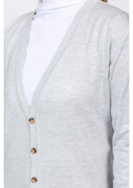 Vs Bayan V Yaka Dügmeli Düz U.kol Hırka Trk Gri fırsatları