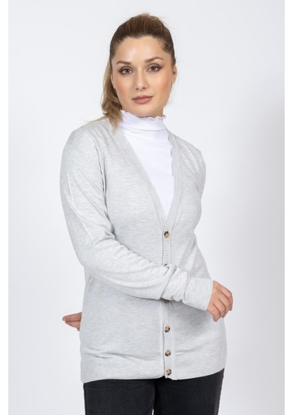 Vs Bayan V Yaka Dügmeli Düz U.kol Hırka Trk Gri indirimleri