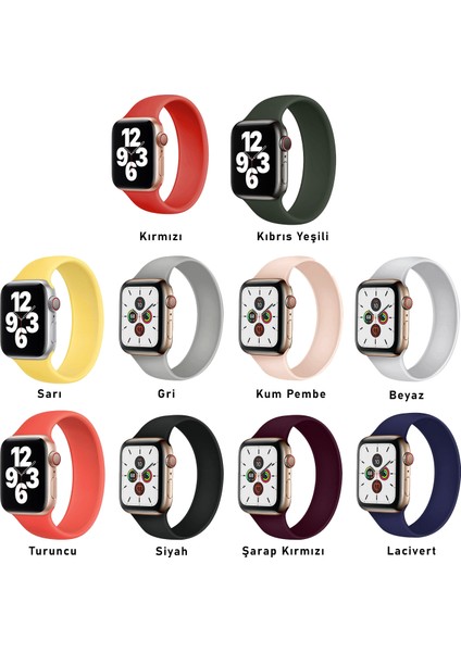 Apple Watch Seri 10 46mm, Seri 9/8/7/6/SE/5/4/3 Solo Loop Kordon 45mm 44mm 42mm Uyumlu Large modelleri