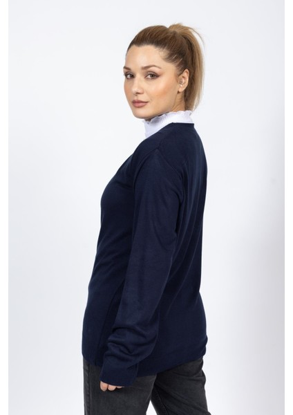 Vs Bayan V Yaka Dügmeli Düz U.kol Hırka Trk Lacivert modelleri