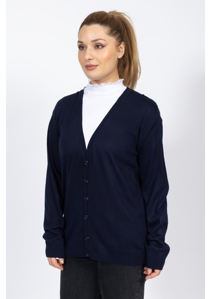 Vs Bayan V Yaka Dügmeli Düz U.kol Hırka Trk Lacivert indirimleri