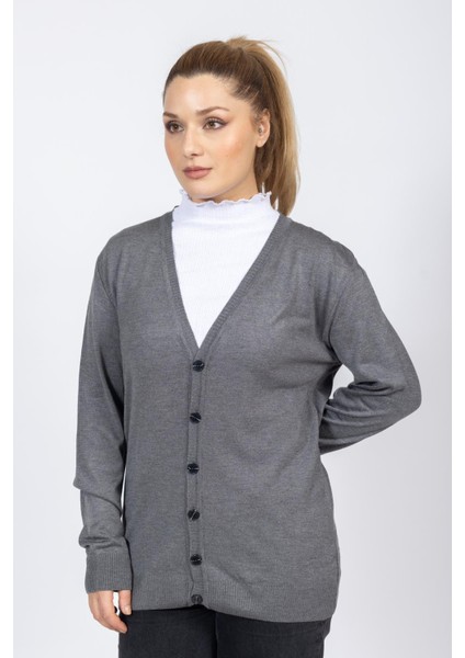 Vs Bayan V Yaka Dügmeli Düz U.kol Hırka Trk Antrasit fiyatları